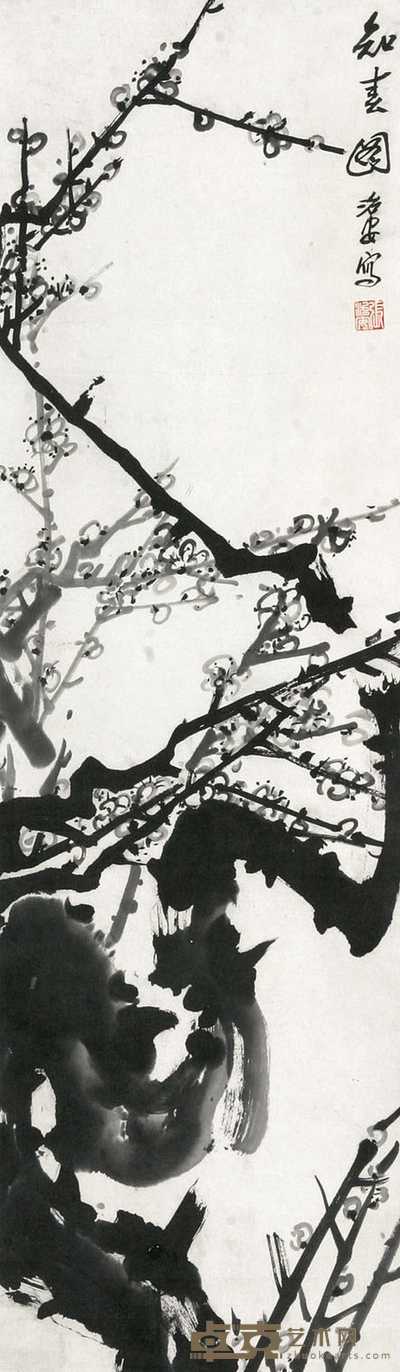 张治安 墨梅图 立轴 102×30cm